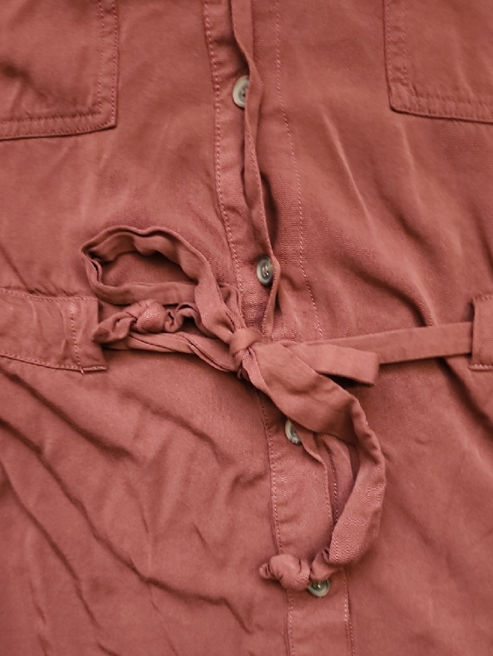 a.n.a Rust-Tone Button-Front Tie-Waist Mini Dress - Picture 5 of 6